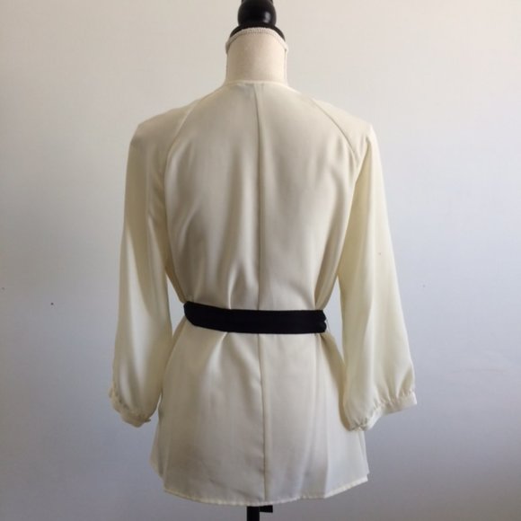 J Peterman Ivory Pleated Blouse M - Picture 6 of 12